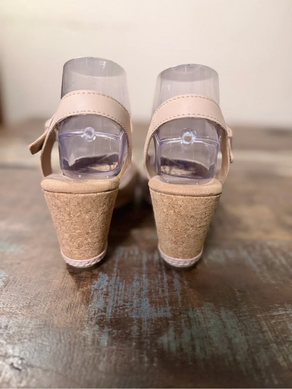 Clarks Blush Tan Crisscross Wedge Sandals